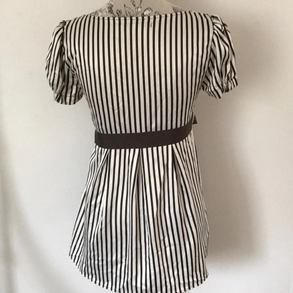 Zara Brown Striped Top M - Picture 3 of 5